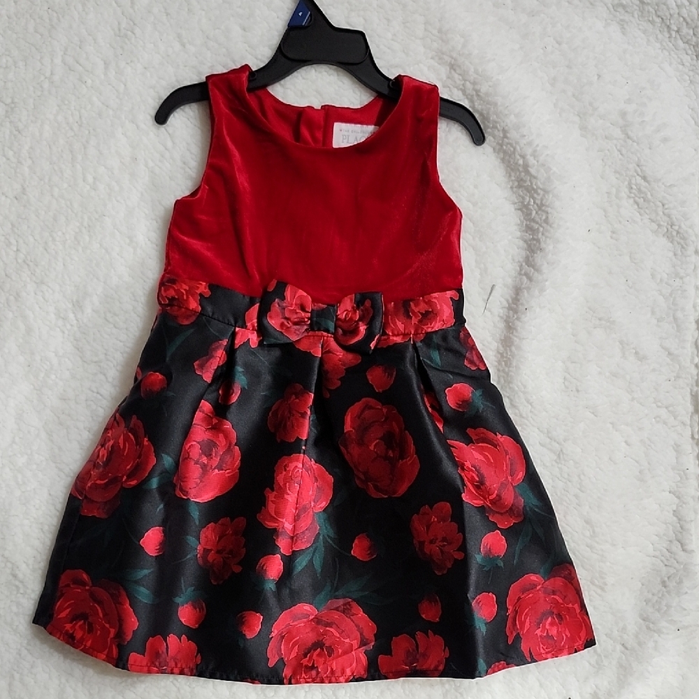The Children's Place Red and Black Floral Dress NWT Valentines Day